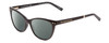 Profile View of Kate Spade JOHNESHA Designer Polarized Reading Sunglasses with Custom Cut Powered Smoke Grey Lenses in Black W/ White Polka Dots Ladies Cat Eye Full Rim Acetate 52 mm