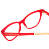 Close Up View of Kate Spade JOHNESHA Cateye Reading Glasses Red Crystal/Peach W/ Polka Dots 52 mm