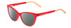 Profile View of Kate Spade JOHNESHA Designer Polarized Sunglasses with Custom Cut Smoke Grey Lenses in Red Crystal & Peach W/ White Polka Dots Ladies Cat Eye Full Rim Acetate 52 mm