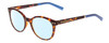 Profile View of Kate Spade KAYLIN Designer Blue Light Blocking Eyeglasses in Dark Brown Amber Tortoise Havana Ladies Round Full Rim Acetate 49 mm