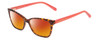 Profile View of Kate Spade PAVA/O Designer Polarized Sunglasses with Custom Cut Red Mirror Lenses in Brown Tortoise & Coral Pink Ladies Cat Eye Full Rim Acetate 52 mm