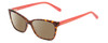Profile View of Kate Spade PAVA/O Designer Polarized Reading Sunglasses with Custom Cut Powered Amber Brown Lenses in Brown Tortoise & Coral Pink Ladies Cat Eye Full Rim Acetate 52 mm