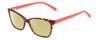Profile View of Kate Spade PAVA/O Designer Polarized Reading Sunglasses with Custom Cut Powered Sun Flower Yellow Lenses in Brown Tortoise & Coral Pink Ladies Cat Eye Full Rim Acetate 52 mm