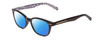 Profile View of Kate Spade REBECCA 2 Designer Polarized Sunglasses with Custom Cut Blue Mirror Lenses in Black W/ White Floral Pattern Ladies Cat Eye Full Rim Acetate 49 mm