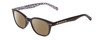 Profile View of Kate Spade REBECCA 2 Designer Polarized Reading Sunglasses with Custom Cut Powered Amber Brown Lenses in Black W/ White Floral Pattern Ladies Cat Eye Full Rim Acetate 49 mm