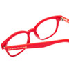 Close Up View of Kate Spade REBECCA 2 Womens Cateye Reading Glasses in Red & Pink W/ Hearts 49 mm