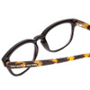 Close Up View of Kate Spade TABBY/O Designer Reading Eye Glasses with Custom Cut Powered Lenses in Black & Amber Crystal Tortoise Ladies Cat Eye Full Rim Acetate 50 mm
