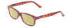 Profile View of Prive Revaux Class Act Designer Polarized Reading Sunglasses with Custom Cut Powered Sun Flower Yellow Lenses in Sangria Wine Red Tortoise Havana Ladies Oval Full Rim Acetate 48 mm