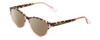 Profile View of Prive Revaux Focused Designer Polarized Reading Sunglasses with Custom Cut Powered Amber Brown Lenses in Blue Tortoise Havana/Rose Crystal Ladies Cateye Full Rim Acetate 52 mm