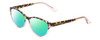 Profile View of Prive Revaux Focused Designer Polarized Reading Sunglasses with Custom Cut Powered Green Mirror Lenses in Blue Tortoise Havana/Rose Crystal Ladies Cateye Full Rim Acetate 52 mm
