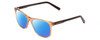 Profile View of Prive Revaux On The Wire Designer Polarized Sunglasses with Custom Cut Blue Mirror Lenses in Crystal Cantaloupe Orange Blue Unisex Cateye Full Rim Acetate 52 mm