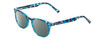 Profile View of Prive Revaux Show Off Single Designer Polarized Reading Sunglasses with Custom Cut Powered Smoke Grey Lenses in Blue Tortoise Havana Ladies Round Full Rim Acetate 48 mm