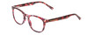 Profile View of Prive Revaux Show Off Single Designer Progressive Lens Blue Light Blocking Eyeglasses in Rose Red Tortoise Havana Crystal Ladies Round Full Rim Acetate 48 mm