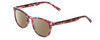 Profile View of Prive Revaux Show Off Single Designer Polarized Reading Sunglasses with Custom Cut Powered Amber Brown Lenses in Rose Red Tortoise Havana Crystal Ladies Round Full Rim Acetate 48 mm