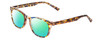 Profile View of Prive Revaux Show Off Single Designer Polarized Reading Sunglasses with Custom Cut Powered Green Mirror Lenses in Toffee Orange Brown Ladies Round Full Rim Acetate 48 mm