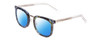 Profile View of Prive Revaux Alchemist Designer Polarized Sunglasses with Custom Cut Blue Mirror Lenses in Ocean Blue Tortoise Havana/Crystal Unisex Square Full Rim Acetate 50 mm