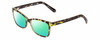 Profile View of Prive Revaux Julie Designer Polarized Reading Sunglasses with Custom Cut Powered Green Mirror Lenses in Olive Hunter Green Marble Ladies Cateye Full Rim Acetate 50 mm