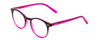 Profile View of Prive Revaux Maestro Designer Blue Light Blocking Eyeglasses in Black Magenta Pink Crystal Fade Ladies Round Full Rim Acetate 48 mm