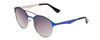 Profile View of Prive Revaux Laguna Unisex Aviator Sunglasses in Royal Blue/Polarized Grey 52 mm