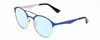 Profile View of Prive Revaux Laguna Designer Blue Light Blocking Eyeglasses in Matte Royal Blue/Silver/Black Unisex Aviator Full Rim Metal 52 mm