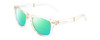 Profile View of Prive Revaux Go-Getter FOLDING Designer Polarized Reading Sunglasses with Custom Cut Powered Green Mirror Lenses in Crystal Clear (FOLDABLE FRAME) Unisex Classic Full Rim Acetate 54 mm