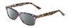 Profile View of Prive Revaux Class Act Designer Polarized Sunglasses with Custom Cut Smoke Grey Lenses in Ocean Blue Crystal Tortoise Havana  Ladies Oval Full Rim Acetate 48 mm