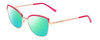 Profile View of Prive Revaux Copycat Designer Polarized Reading Sunglasses with Custom Cut Powered Green Mirror Lenses in Fuchsia Pink/Rose Gold  Ladies Cateye Full Rim Metal 55 mm