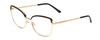 Profile View of Prive Revaux Copycat Designer Progressive Lens Blue Light Blocking Eyeglasses in Caviar Black/Gold Ladies Cateye Full Rim Metal 55 mm