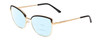 Profile View of Prive Revaux Copycat Designer Progressive Lens Blue Light Blocking Eyeglasses in Caviar Black/Gold Ladies Cateye Full Rim Metal 55 mm