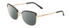 Profile View of Prive Revaux Copycat Designer Polarized Reading Sunglasses with Custom Cut Powered Smoke Grey Lenses in Caviar Black/Gold Ladies Cateye Full Rim Metal 55 mm
