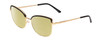 Profile View of Prive Revaux Copycat Designer Polarized Reading Sunglasses with Custom Cut Powered Sun Flower Yellow Lenses in Caviar Black/Gold Ladies Cateye Full Rim Metal 55 mm