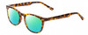 Profile View of Prive Revaux Show Off Single Designer Polarized Reading Sunglasses with Custom Cut Powered Green Mirror Lenses in Toffee Brown Tortoise Havana Ladies Round Full Rim Acetate 48 mm