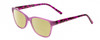 Profile View of Prive Revaux Speak Easy Designer Polarized Reading Sunglasses with Custom Cut Powered Sun Flower Yellow Lenses in Mauva Crystal/Purple Tortoise/Gold Pearl Chain Ladies Cateye Full Rim Acetate 21 mm