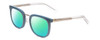 Profile View of Prive Revaux Alchemist Designer Polarized Reading Sunglasses with Custom Cut Powered Green Mirror Lenses in Teal Stone Blue/Clear Crystal Unisex Square Full Rim Acetate 50 mm