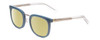 Profile View of Prive Revaux Alchemist Designer Polarized Reading Sunglasses with Custom Cut Powered Sun Flower Yellow Lenses in Teal Stone Blue/Clear Crystal Unisex Square Full Rim Acetate 50 mm