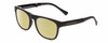Profile View of Prive Revaux Editor FOLDING Designer Polarized Reading Sunglasses with Custom Cut Powered Sun Flower Yellow Lenses in Caviar Black Unisex Classic Full Rim Acetate 52 mm