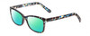 Profile View of Prive Revaux Julie Designer Polarized Reading Sunglasses with Custom Cut Powered Green Mirror Lenses in Sapphire Blue Yellow Tortoise  Ladies Cateye Full Rim Acetate 50 mm