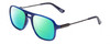 Profile View of Prive Revaux 3.0.5 Designer Polarized Reading Sunglasses with Custom Cut Powered Green Mirror Lenses in Midnight Crystal Blue/Gunmetal Unisex Aviator Full Rim Acetate 56 mm