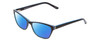 Profile View of Marie Claire MC6223 Designer Polarized Reading Sunglasses with Custom Cut Powered Blue Mirror Lenses in Gloss Black Sky Blue Pink Layer Ladies Cat Eye Full Rim Acetate 54 mm