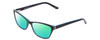Profile View of Marie Claire MC6223 Designer Polarized Reading Sunglasses with Custom Cut Powered Green Mirror Lenses in Gloss Black Sky Blue Pink Layer Ladies Cat Eye Full Rim Acetate 54 mm