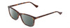 Profile View of Esquire EQ1509 Designer Polarized Sunglasses with Custom Cut Smoke Grey Lenses in Tortoise Havana Brown Gold Mens Rectangular Full Rim Acetate 54 mm