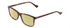 Profile View of Esquire EQ1509 Designer Polarized Reading Sunglasses with Custom Cut Powered Sun Flower Yellow Lenses in Tortoise Havana Brown Gold Mens Rectangular Full Rim Acetate 54 mm