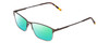 Profile View of Esquire EQ1522 Designer Polarized Reading Sunglasses with Custom Cut Powered Green Mirror Lenses in Brown Unisex Cat Eye Full Rim Stainless Steel 55 mm