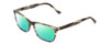 Profile View of Esquire EQ1558 Designer Polarized Reading Sunglasses with Custom Cut Powered Green Mirror Lenses in Matte Grey Marble Unisex Square Full Rim Acetate 54 mm