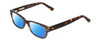 Profile View of Ernest Hemingway H4670 Designer Polarized Sunglasses with Custom Cut Blue Mirror Lenses in Dark Tortoise Havana Black Brown Unisex Rectangular Full Rim Acetate 50 mm