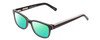 Profile View of Ernest Hemingway H4689 Designer Polarized Reading Sunglasses with Custom Cut Powered Green Mirror Lenses in Black White Mens Square Full Rim Acetate 49 mm