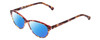Profile View of Marie Claire MC6201 Designer Polarized Reading Sunglasses with Custom Cut Powered Blue Mirror Lenses in Tortoise Havana Red Ladies Cat Eye Full Rim Acetate 53 mm