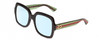 Profile View of Gucci GG0036SN Designer Blue Light Blocking Eyeglasses in Black Green Red Gold Logo Ladies Square Full Rim Acetate 54 mm