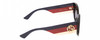 Side View of Gucci GG0275S Womens Round Sunglasses in Black Red Tan Brown Gold Logo/Grey 50mm