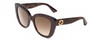 Profile View of Gucci GG0327S Womens Cat Eye Sunglasses Tortoise Havana Gold/Brown Gradient 52mm